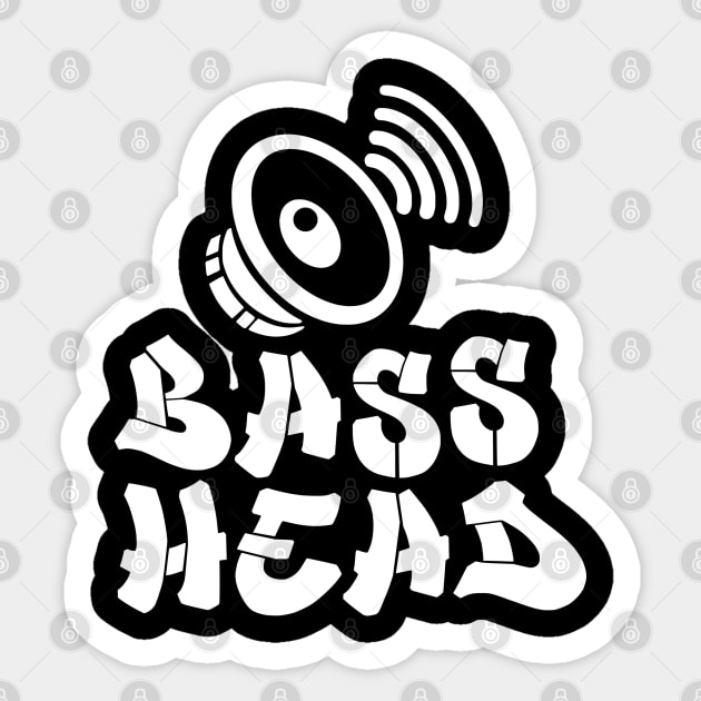 Bass Head white Bass Sticker TeePublic
